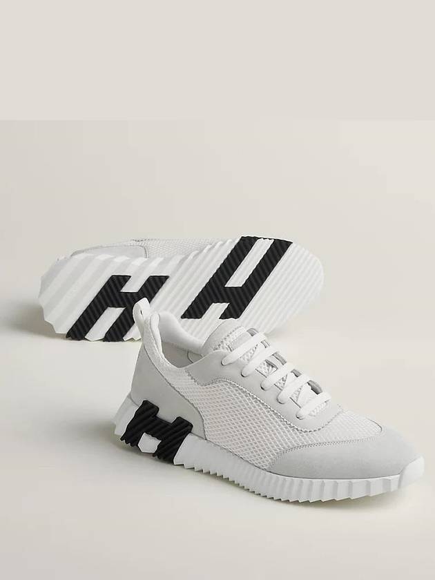 Graphic Mesh Suede Low Top Sneakers Blanc - HERMES - BALAAN 2