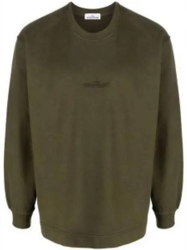 Crew Neck  Brushed Cotton Fleece Sweatshirt Khaki - STONE ISLAND - BALAAN 2