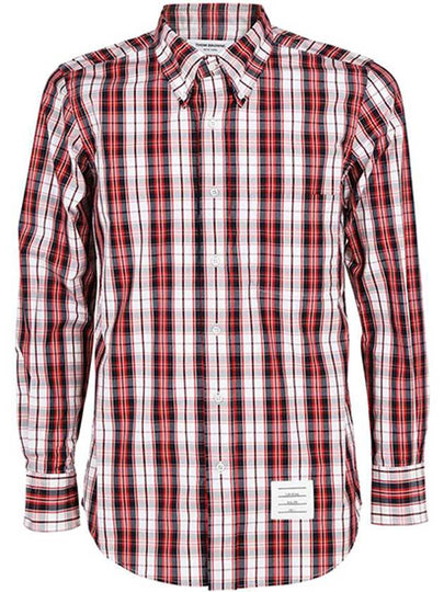 Tartan Check Poplin Straight Fit Long Sleeve Shirt Red - THOM BROWNE - BALAAN 2