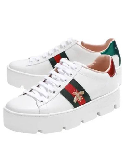 Ace Embroidered Bee Platform Low Top Sneakers White - GUCCI - BALAAN 2