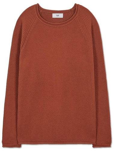 French oversized raglan ribbed cotton knit BLOOD ORANGE - WEST GRAND BOULEVARD - BALAAN 1