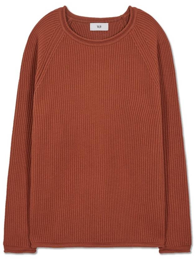 French oversized raglan ribbed cotton knit BLOOD ORANGE - WEST GRAND BOULEVARD - BALAAN 2