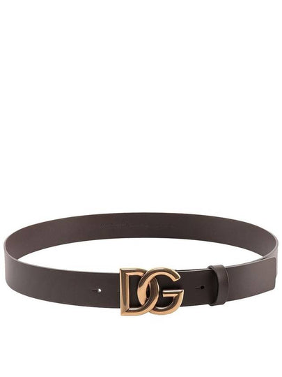 Men's DG Buckle Leather Belt Brown - DOLCE&GABBANA - BALAAN 2