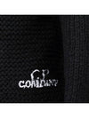 Embroidered Logo Waffle Hooded Jacket Black - CP COMPANY - BALAAN 4