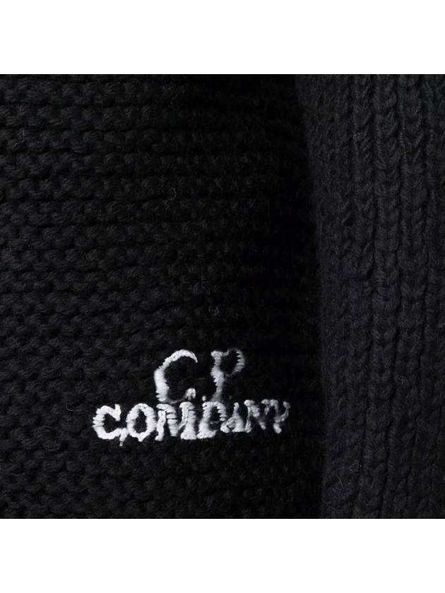 Embroidered Logo Waffle Hooded Jacket Black - CP COMPANY - BALAAN 4