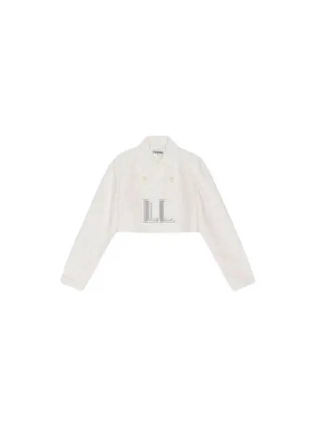 Slub Crop Jacket White - GANNI - BALAAN 2