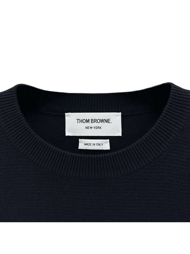 4 Bar Armband Milano Stitch Knit Top Navy - THOM BROWNE - BALAAN 4