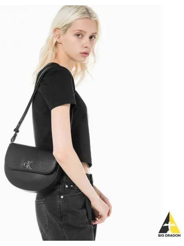 JEANS Women s Black CKJ Minimal Monogram Saddle Bag DH3439 001 - CALVIN KLEIN - BALAAN 1