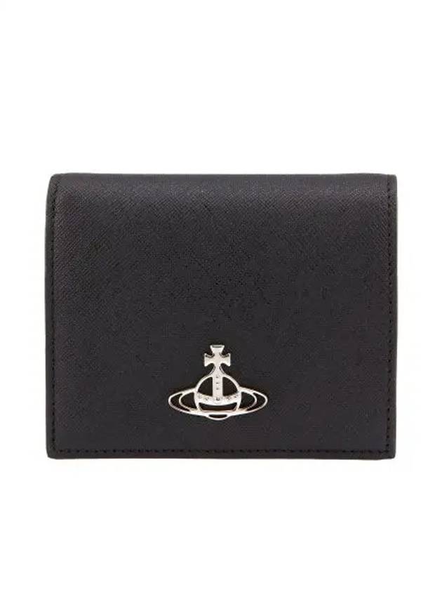 ORB Logo Saffiano Half Wallet Black - VIVIENNE WESTWOOD - BALAAN 3