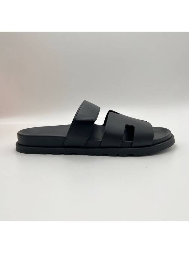 Hermes Chypre H Logo Calfskin Sandals Black - HERMES - BALAAN 4