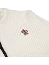 Logo Applique Panel Virgin Wool  Zip-Up Cardigan White - MONCLER - BALAAN 7