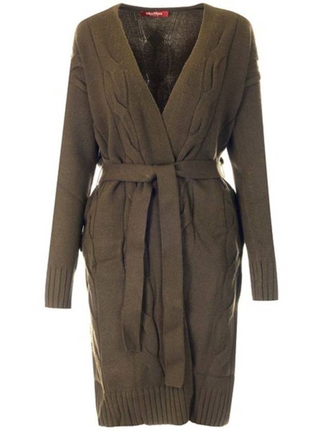 Women's BERNARD Wool Cashmere Long Cardigan Khaki - MAX MARA - BALAAN.