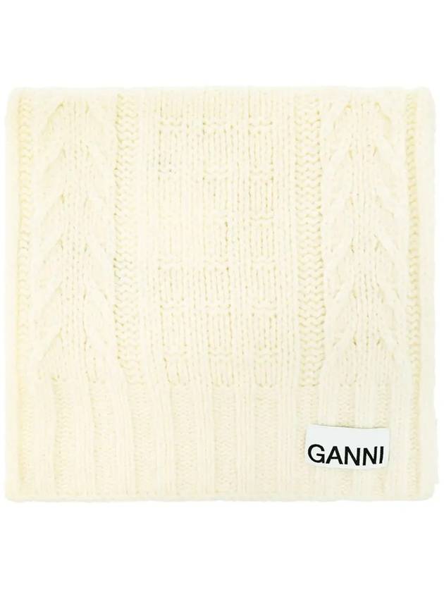 Logo Cable Knit Muffler White - GANNI - BALAAN 2