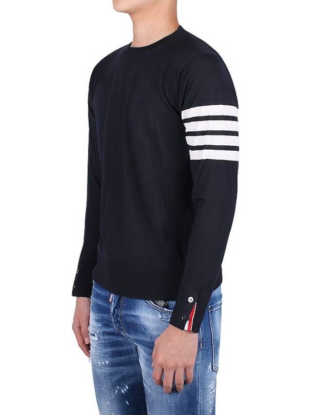 4 Bar Armband Classic Merino Wool Knit Top Navy - THOM BROWNE - BALAAN 4