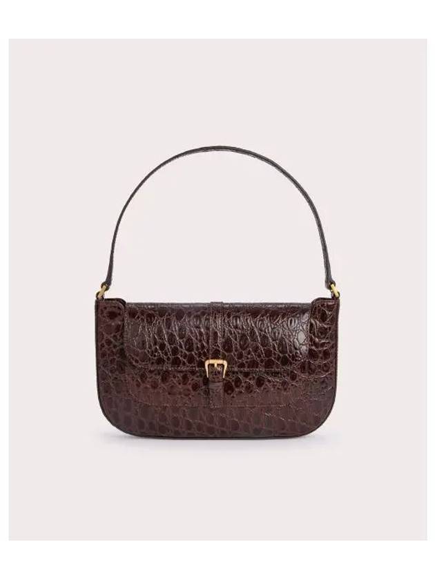 Miranda Circular Croco Embossed Leather Shoulder Bag Sequoia - BY FAR - BALAAN 2