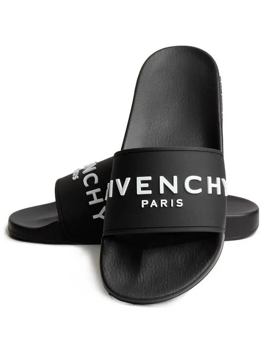 Logo Rubber Flat Slide Slippers Black - GIVENCHY - BALAAN 2