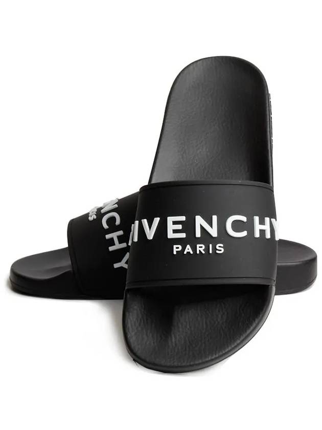 Logo Rubber Flat Slide Slippers Black - GIVENCHY - BALAAN 9