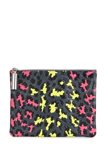 Neon Leopard Leather Clutch - CHRISTOPHER KANE - BALAAN 1