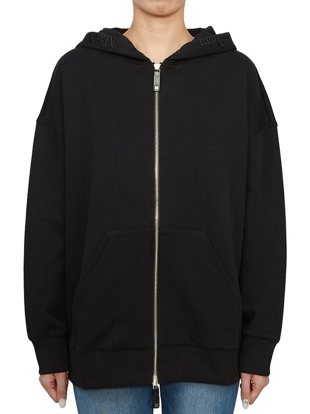 Doppia Embroidery Logo Zip-Up Hoodie Black - MAX MARA - BALAAN 1