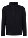 Wappen Patch Lambswool Half-Zip Knit Top Black - STONE ISLAND - BALAAN 2