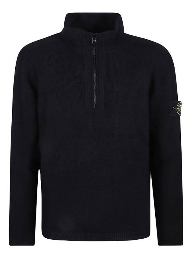 Wappen Patch Lambswool Half-Zip Knit Top Black - STONE ISLAND - BALAAN 2