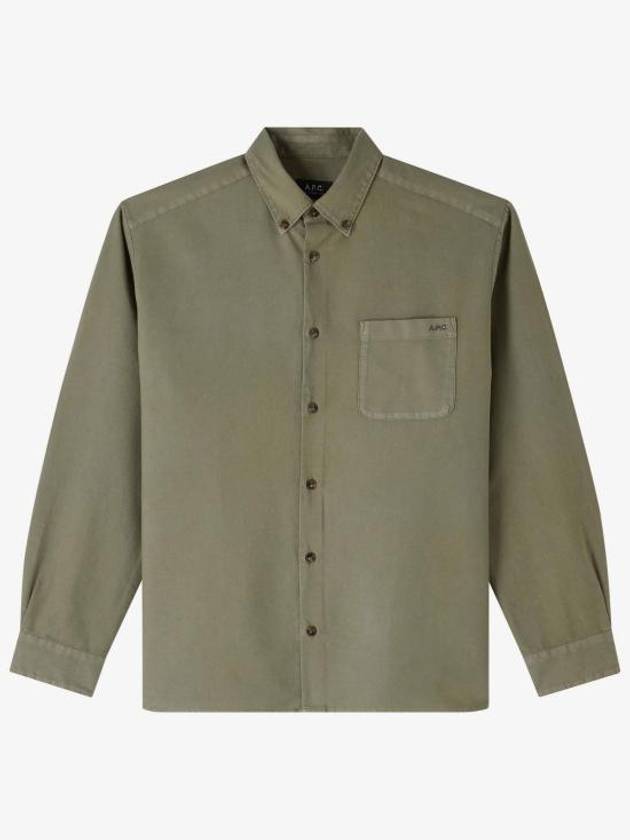 Mateo Logo Long Sleeve Shirt Khaki - A.P.C. - BALAAN 2