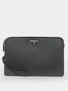 Triangular logo Saffiano strap men s clutch bag 2VF056 9Z2 F0002 - PRADA - BALAAN 2