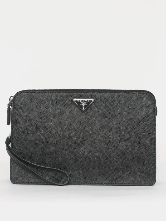 Triangular logo Saffiano strap men s clutch bag 2VF056 9Z2 F0002 - PRADA - BALAAN 2