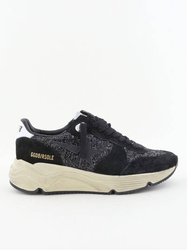 Women's Running Sole Glitter Leather Low Top Sneakers Black - GOLDEN GOOSE - BALAAN 2