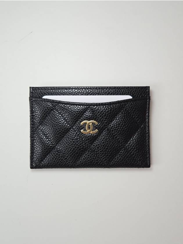 Gold CC Logo Caviar Card Wallet Black - CHANEL - BALAAN 3