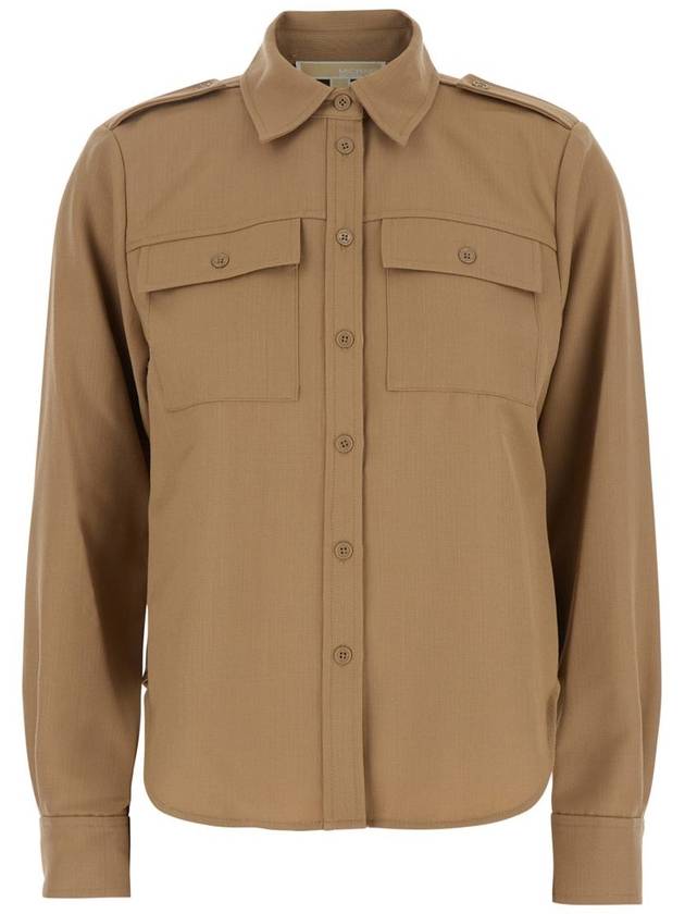 Beige Shirt With Patch Pockets On The Chest In Virgin Wool Blend Woman - MICHAEL KORS - BALAAN 1