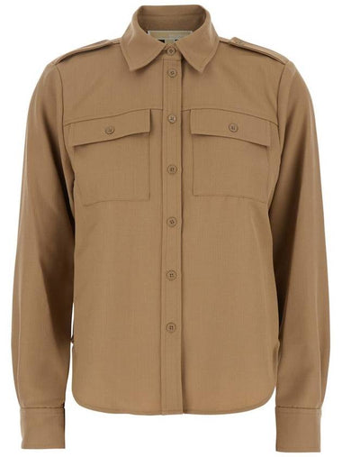 Beige Shirt With Patch Pockets On The Chest In Virgin Wool Blend Woman - MICHAEL KORS - BALAAN 1