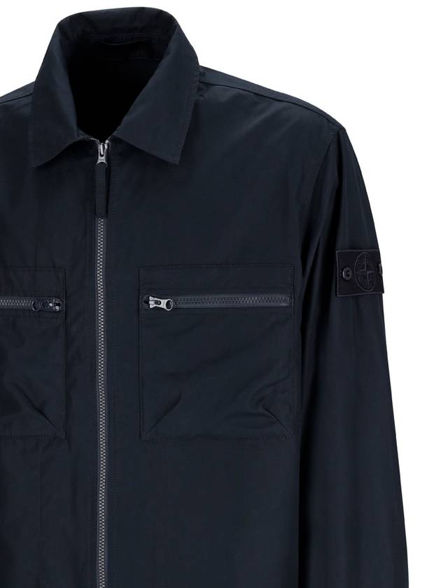 Cotton Canvas Zip-up Jacket Navy - STONE ISLAND - BALAAN 4