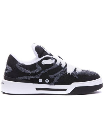 New Roma Fringe Trim Low Top Sneakers Black - DOLCE&GABBANA - BALAAN 1