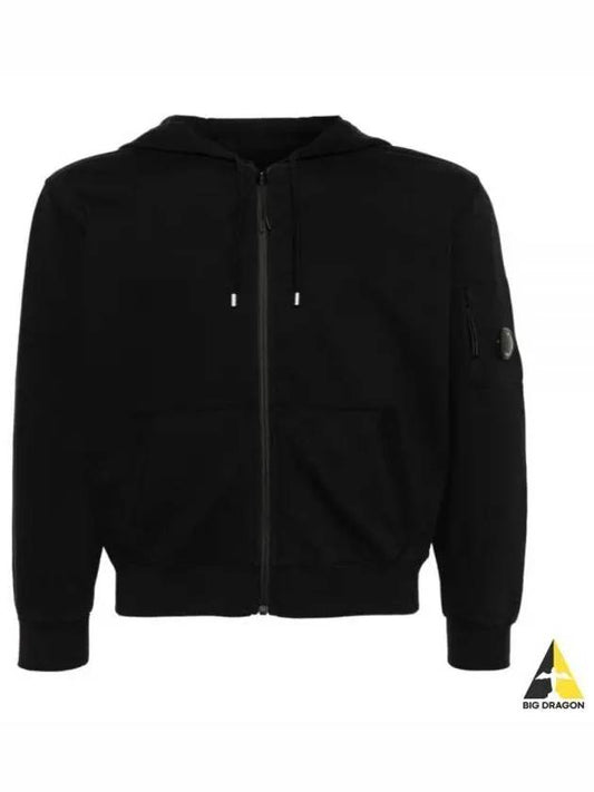 Light Fleece Zip Up Hoodie Black - CP COMPANY - BALAAN 2