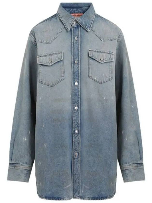 Relaxed Fit Denim Long Sleeve Shirt Light Blue - ACNE STUDIOS - BALAAN 2