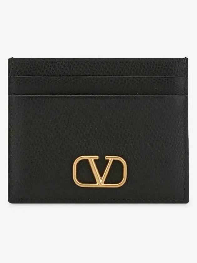 V Logo Signature Card Wallet Black - VALENTINO - BALAAN 3