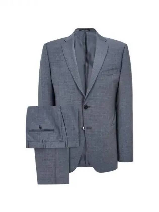 Men s micro check pattern wool suit dark navy 270202 - EMPORIO ARMANI - BALAAN 1