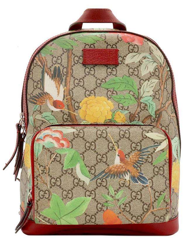 GG Supreme Canvas Red Trim Flower Backpack 427042 - GUCCI - BALAAN 1