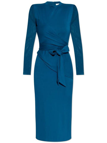 Diane Von Furstenberg Dress With Tie, Women's, Blue - DIANE VON FURSTENBERG - BALAAN 1