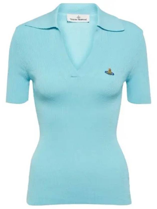 Marina Polo Knit Top Blue - VIVIENNE WESTWOOD - BALAAN 2