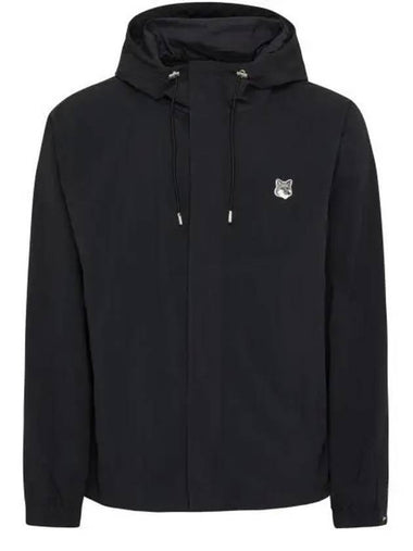 Hoodie Windbreaker in Nylon with Grey Fox Head Patch Black - MAISON KITSUNE - BALAAN 1