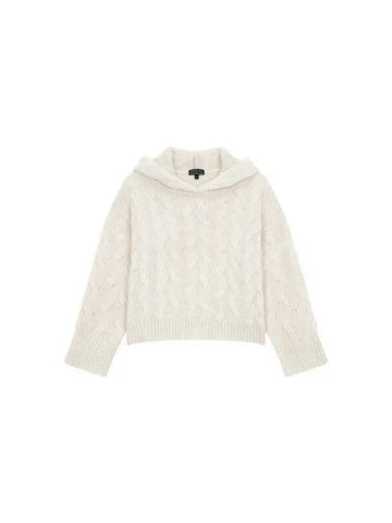 Women s Cable Knit Hooded Pullover Light Beige 271059 - ARMANI EXCHANGE - BALAAN 1