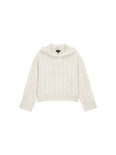 Women s Cable Knit Hooded Pullover Light Beige 271059 - ARMANI EXCHANGE - BALAAN 1