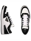 Men's Downtown Triangle Logo Leather Low Top Sneakers White Black - PRADA - BALAAN 2