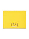 Compact V Logo Signature Calfskin Half Wallet Cedar Yellow - VALENTINO - BALAAN 1