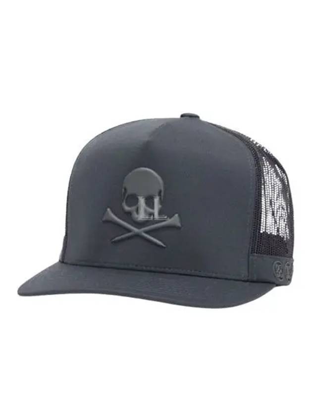 Monochrome Skull Teeth Interlock Knit Tall Trucker Ball Cap Charcoal - G/FORE - BALAAN 2