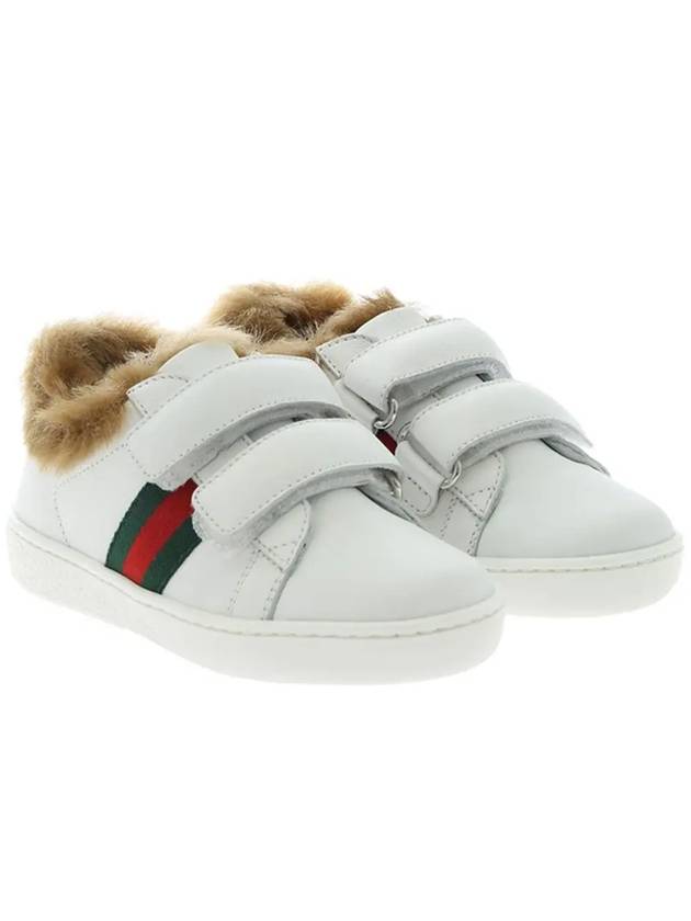 Fur Lined Web Low Top Sneakers White - GUCCI - BALAAN 3