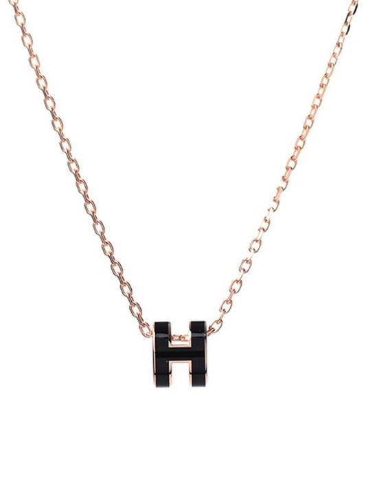 Mini Pop H Pendant Rose Gold & Noir - HERMES - BALAAN 2