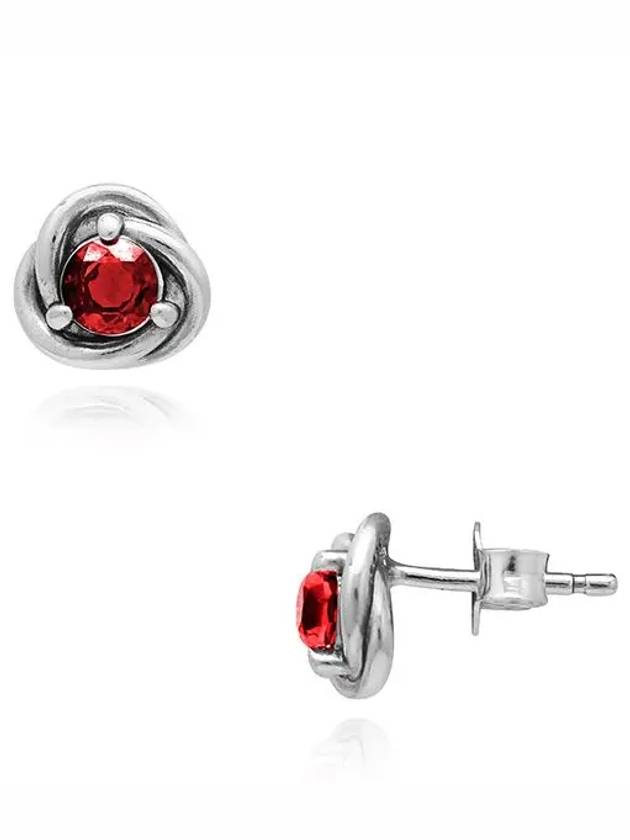 January Birthstone Eternity Stud Earrings Red Silver - PANDORA - BALAAN 3